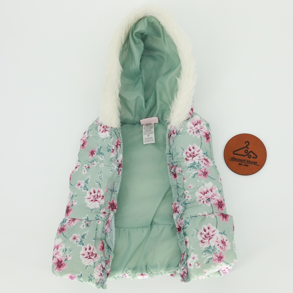 LITTLE LASS Floral Puffer Vest - Picture 4 of 6